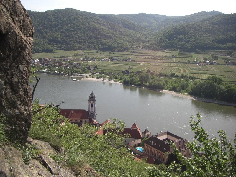 CIMG0177.JPG - View from Richard's Castle ruins overlooking Durnstein and the Danube.